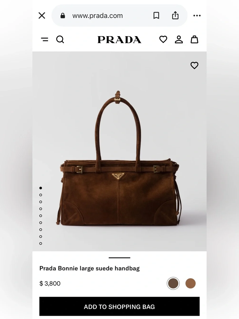 Prada Brown Bonnie Large Suede Handbag